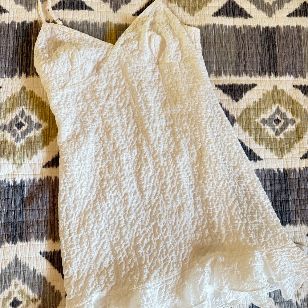 Tilly's White Textured Ruffle Slip Dress